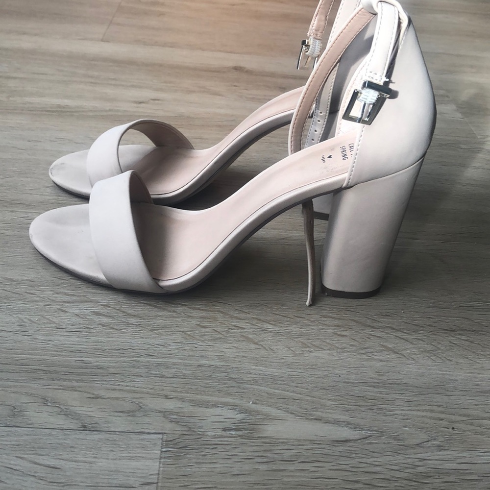 Beige Nubuck strapped heels